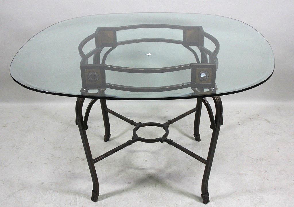 GLASS TOP METAL BASE DINING TABLE (1 of 2)
