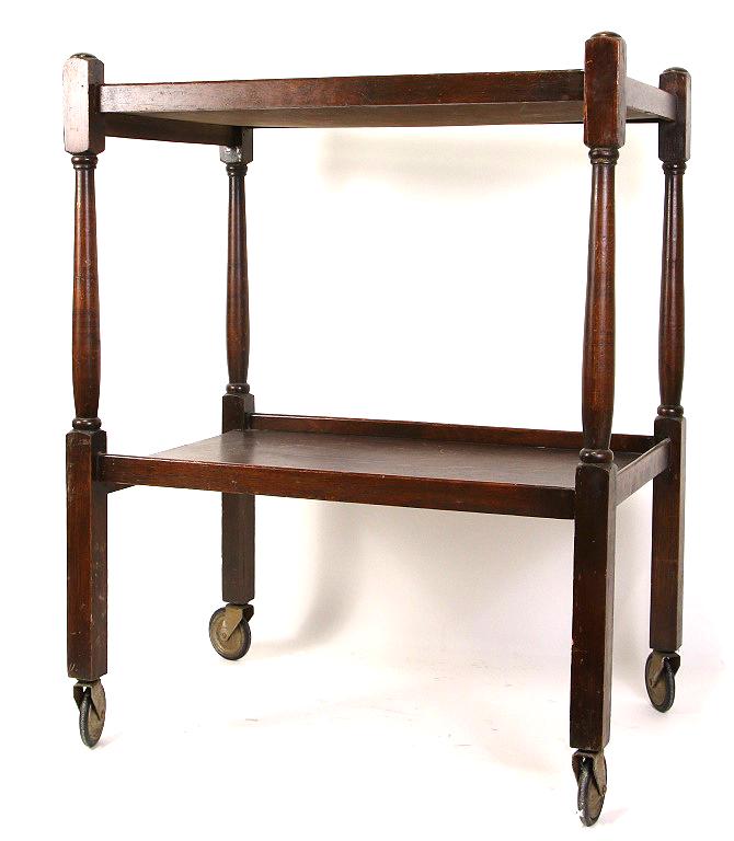 TWO-TIERED SIDE TABLE ON CASTERS (1 of 3)