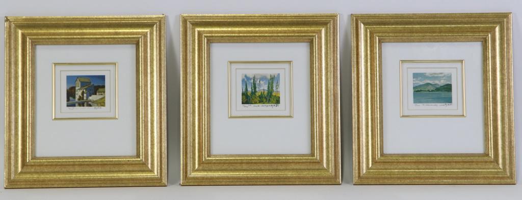 LOT OF THREE GILT FRAMED & MATTED PRINTS BY A.J.C (1 of 4)