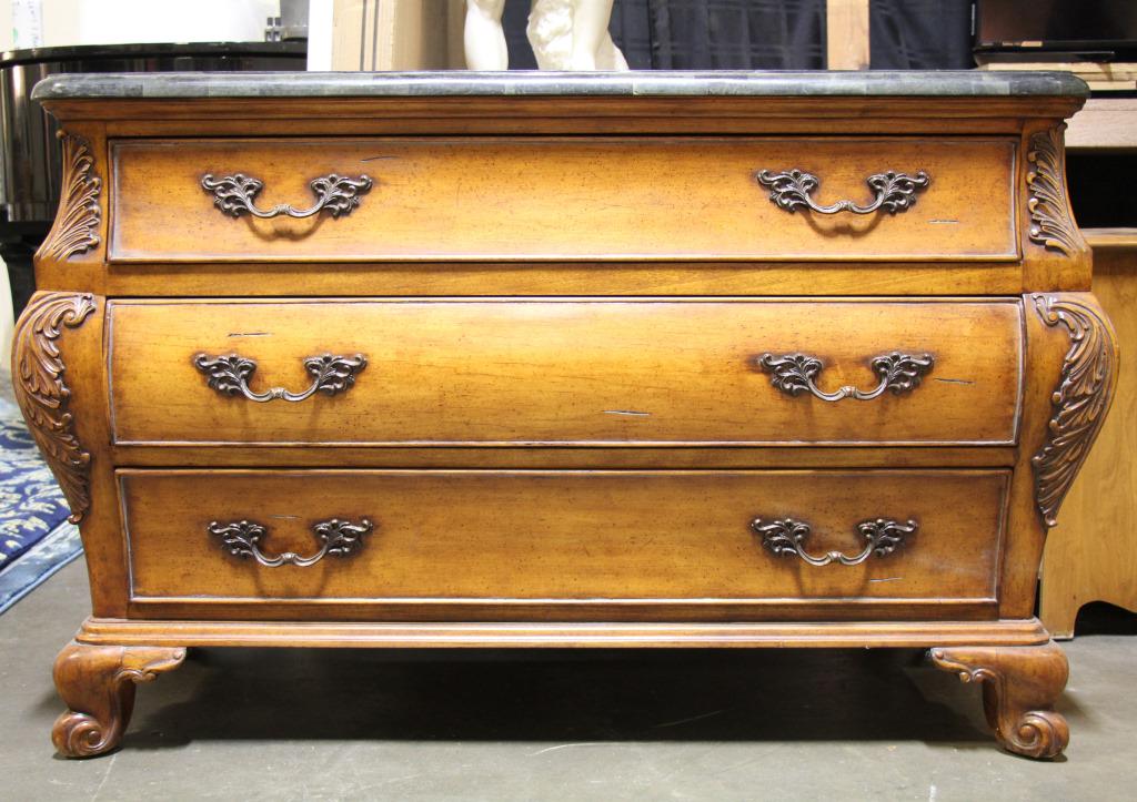 FRENCH STYLE 3 DRAWER MARBLE TILE TOP (1 of 3)