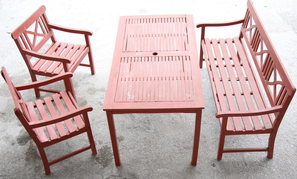 SET OF FOUR REDWOOD PATIO PIECES (1 of 4)