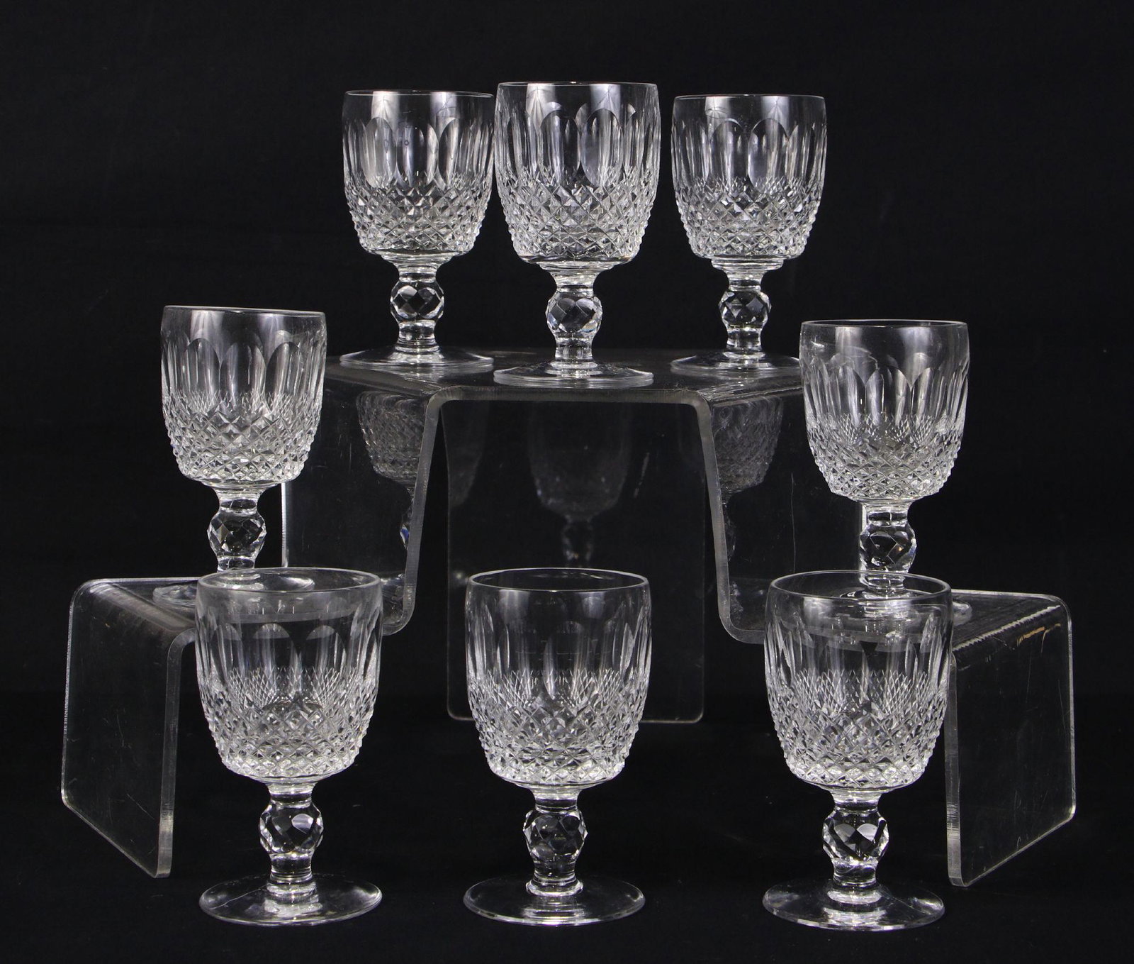 SET OF EIGHT WATERFORD WINE GOBLETS: SET OF EIGHT WATERFORD WINE GOBLETS. Height: 4 in. by Width: 2 1/2 in. by Depth: 2 1/2 in.