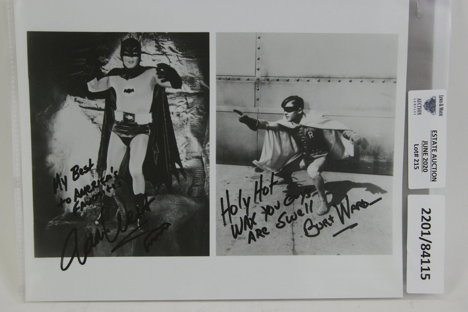 SIGNED PHOTO - ADAM WEST & BURT WARD: SIGNED PHOTO - ADAM WEST & BURT WARD - **FROM THE JOHN WALTON ESTATE** Height: 10 in. by Width: 8