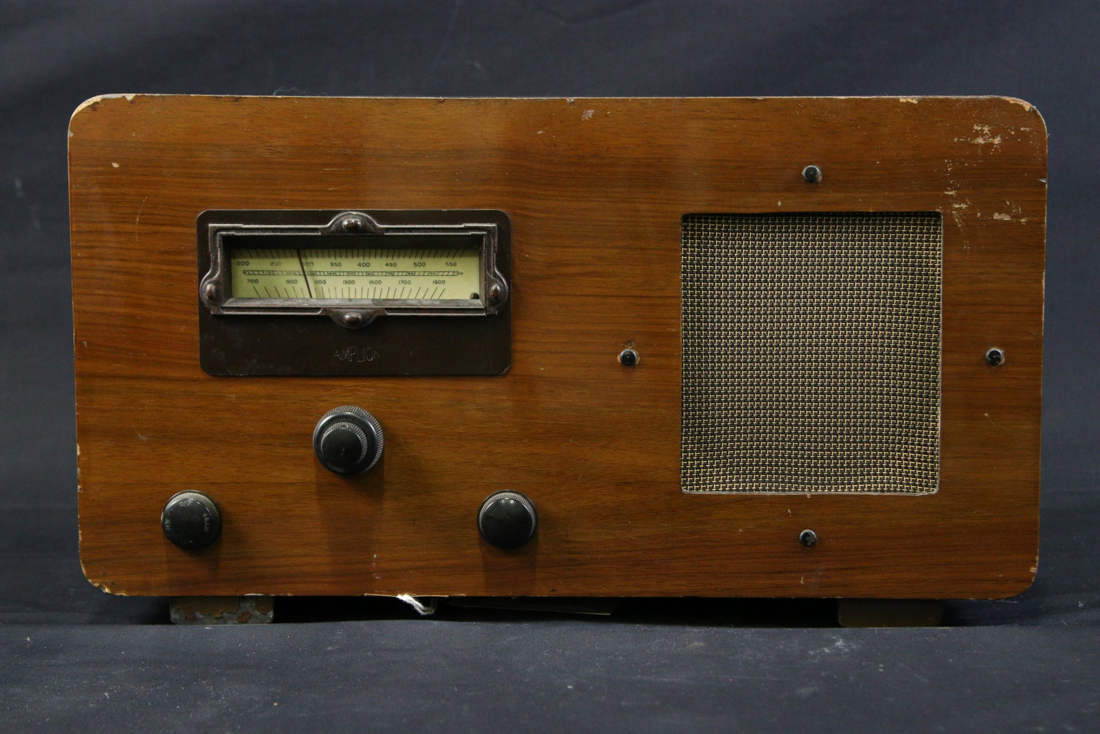 VINTAGE AMPLION ENGLISH RADIO: VINTAGE AMPLION ENGLISH RADIO - **FROM THE JOHN WALTON ESTATE** Height: 12 in. by Width: 21 in. by Depth: 11