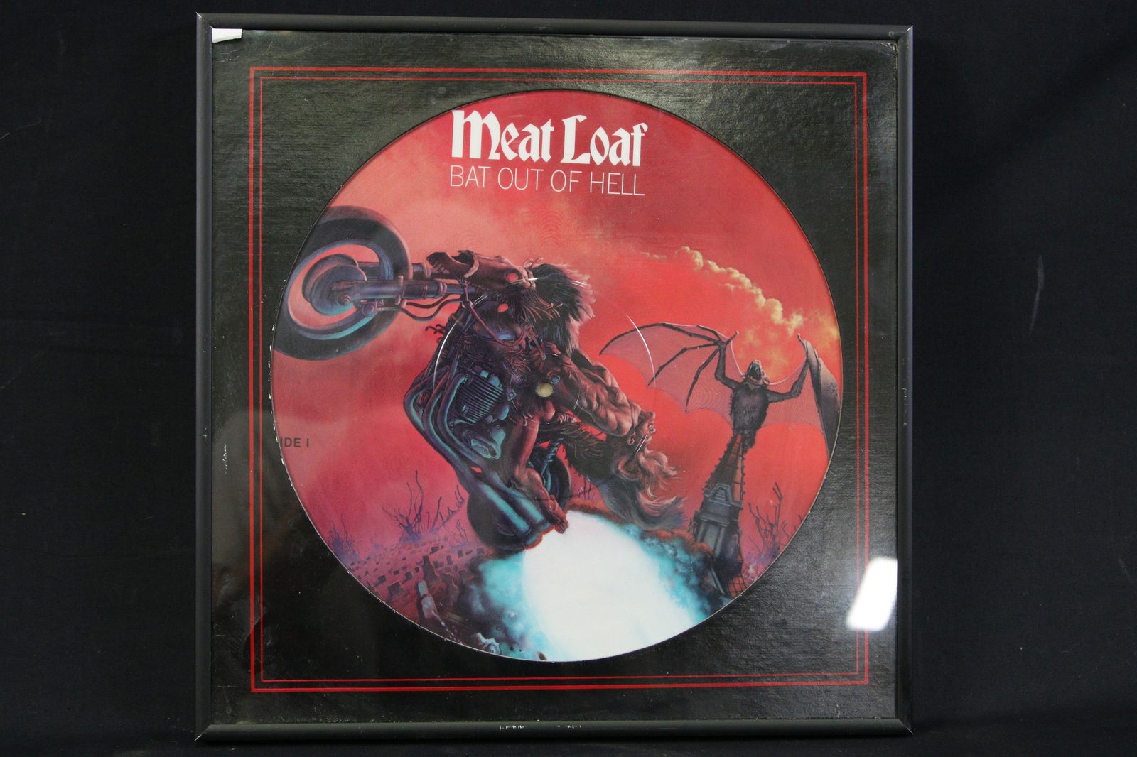 FRAMED "MEAT LOAF-BAT OUT OF HELL" LP RECORD: FRAMED "MEAT LOAF-BAT OUT OF HELL" LP RECORD - **FROM THE JOHN WALTON ESTATE** Height: 13 in. by Width: 13 in. by Depth: 1