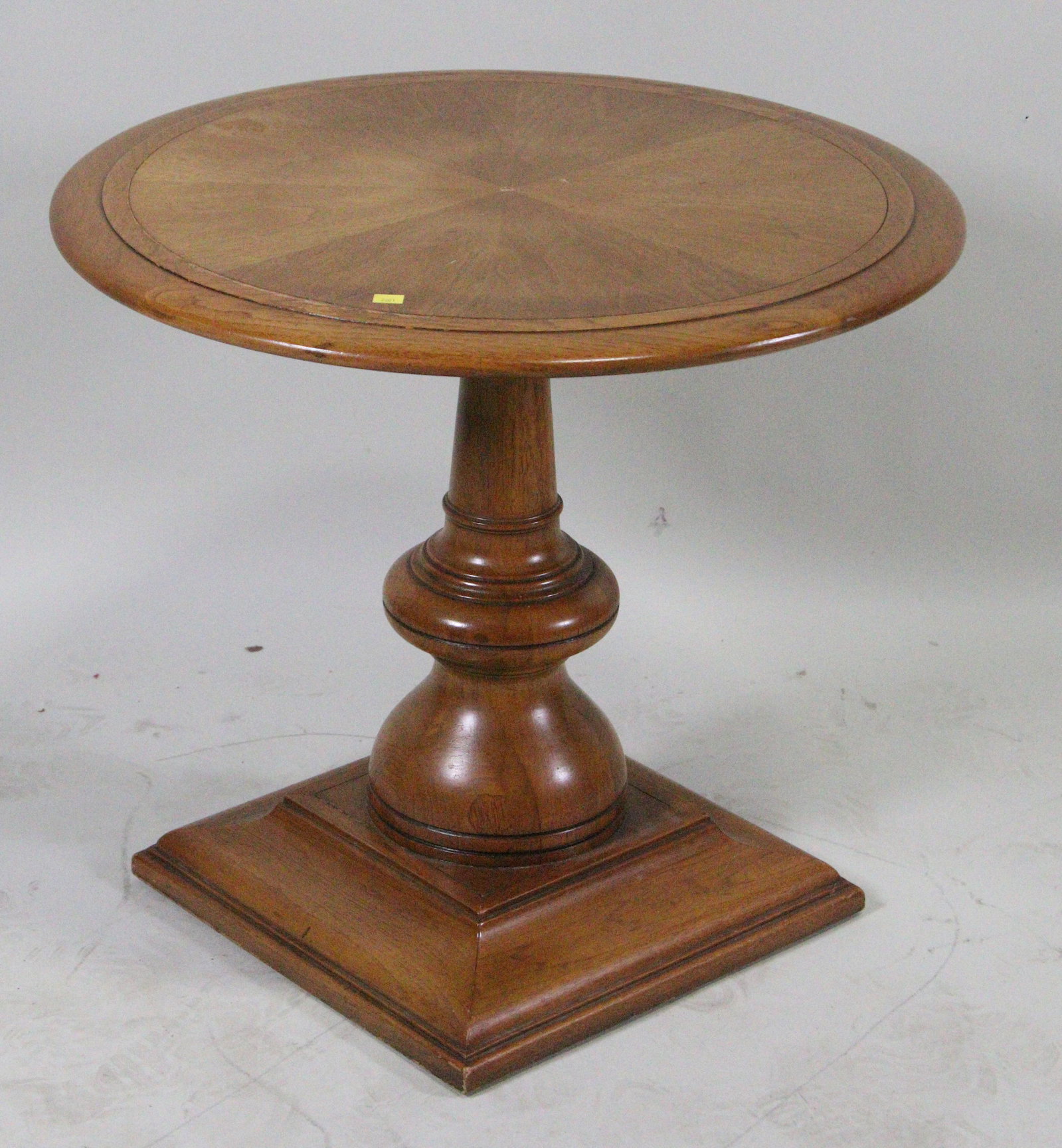 ROUND MAHOGANY CENTER TABLE: ROUND MAHOGANY CENTER TABLE. Height: 23 in. by Width: 26 in. by Depth: 26