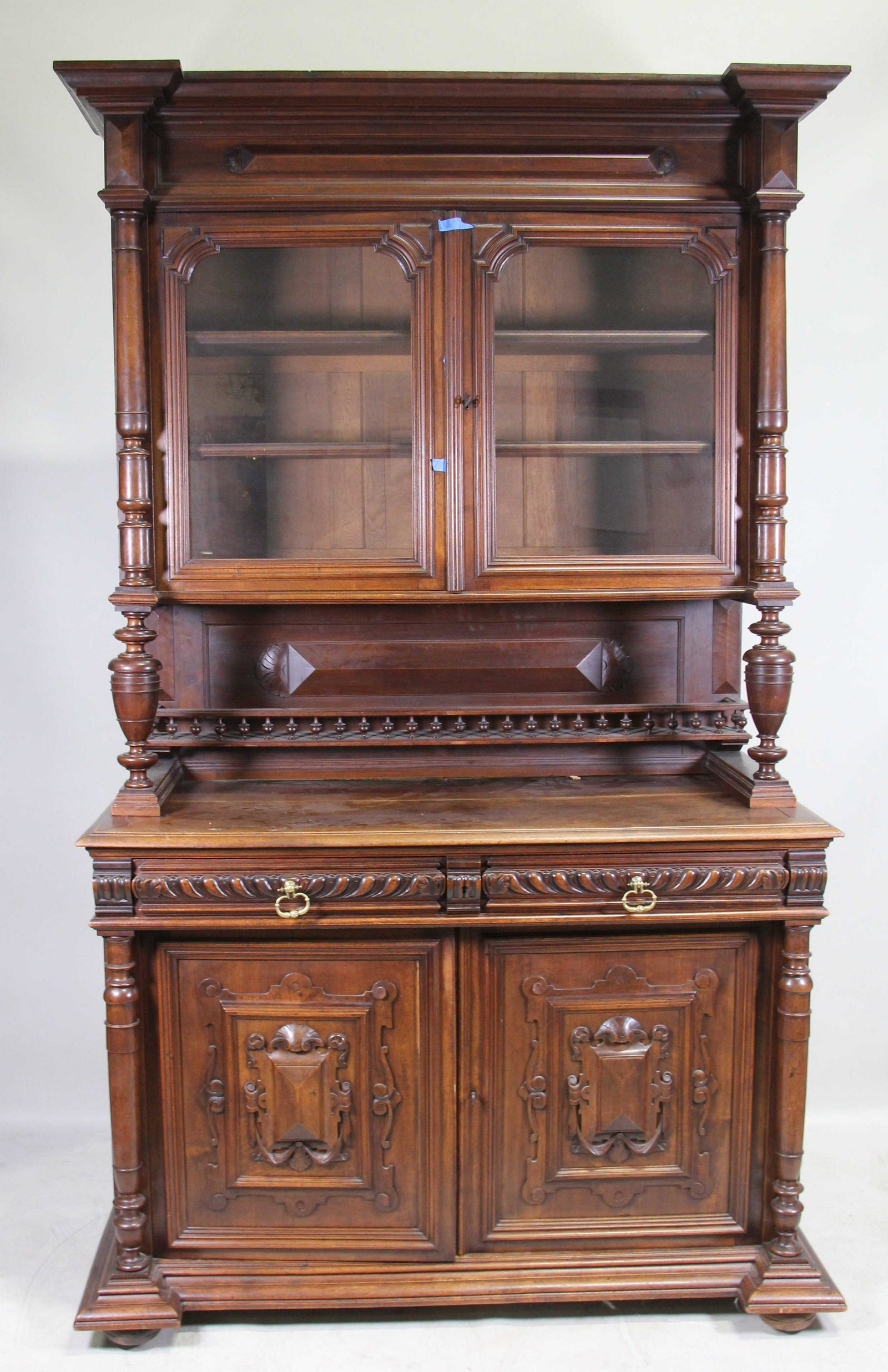 19th CENTURY FRENCH RENAISSANCE REVIVAL HUTCH: 19th CENTURY FRENCH RENAISSANCE REVIVAL HUTCH. Height: 92 in. by Width: 54.5 in. by Depth: 23.5 in.