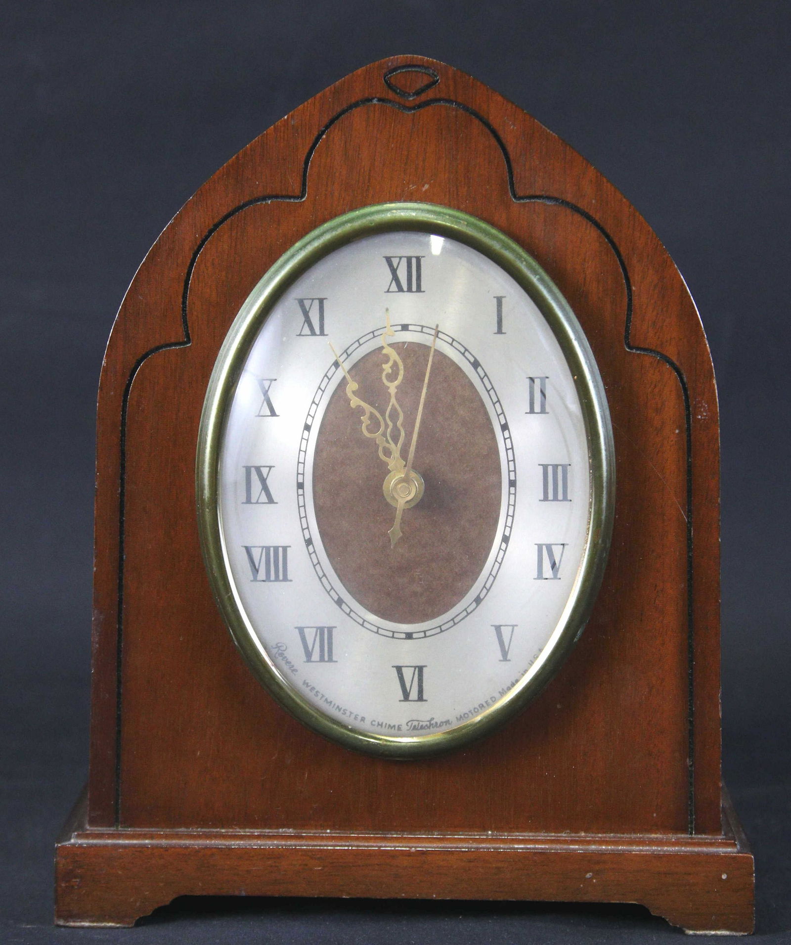 VINTAGE REVERE WESTMINSTER CHIME CLOCK: VINTAGE REVERE WESTMINSTER CHIME CLOCK. Height: 10 in. by Width: 8 in. by Depth: 4 IN .