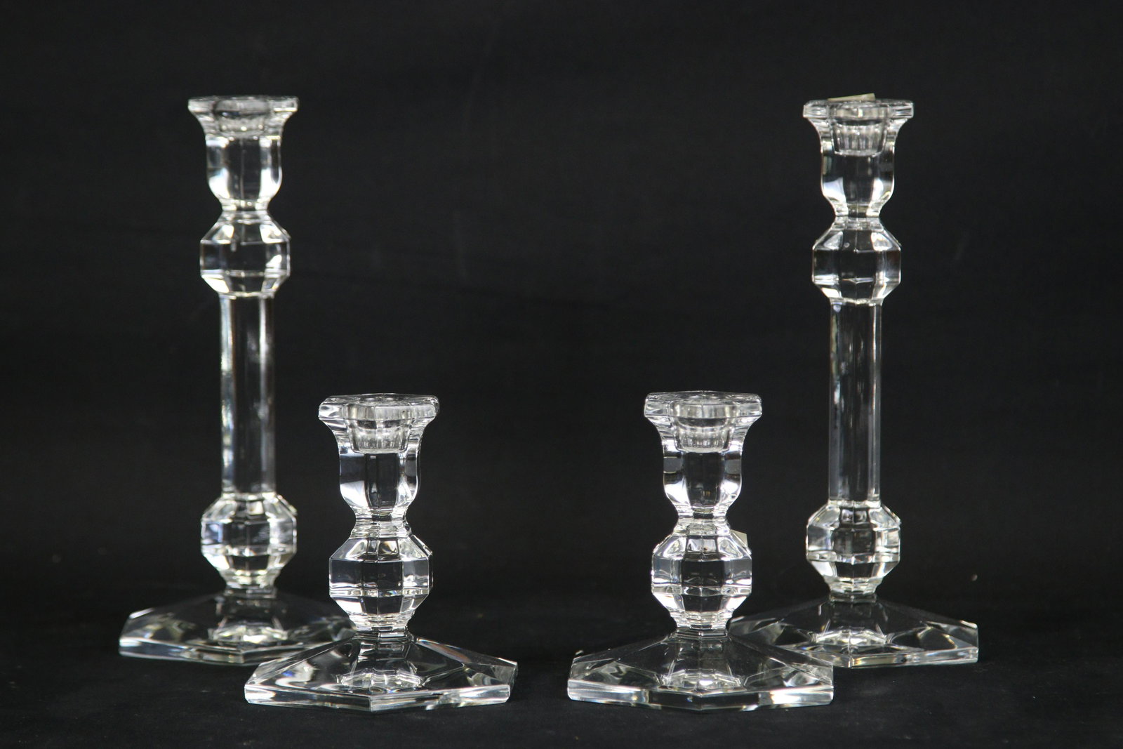 SET OF FOUR VAL ST. LAMBERT CANDLESTICKS: SET OF FOUR VAL ST. LAMBERT CANDLESTICKS. Height: 9 1/2 in. by Width: 4 1/2 in. by Depth: 4 1/2 IN .