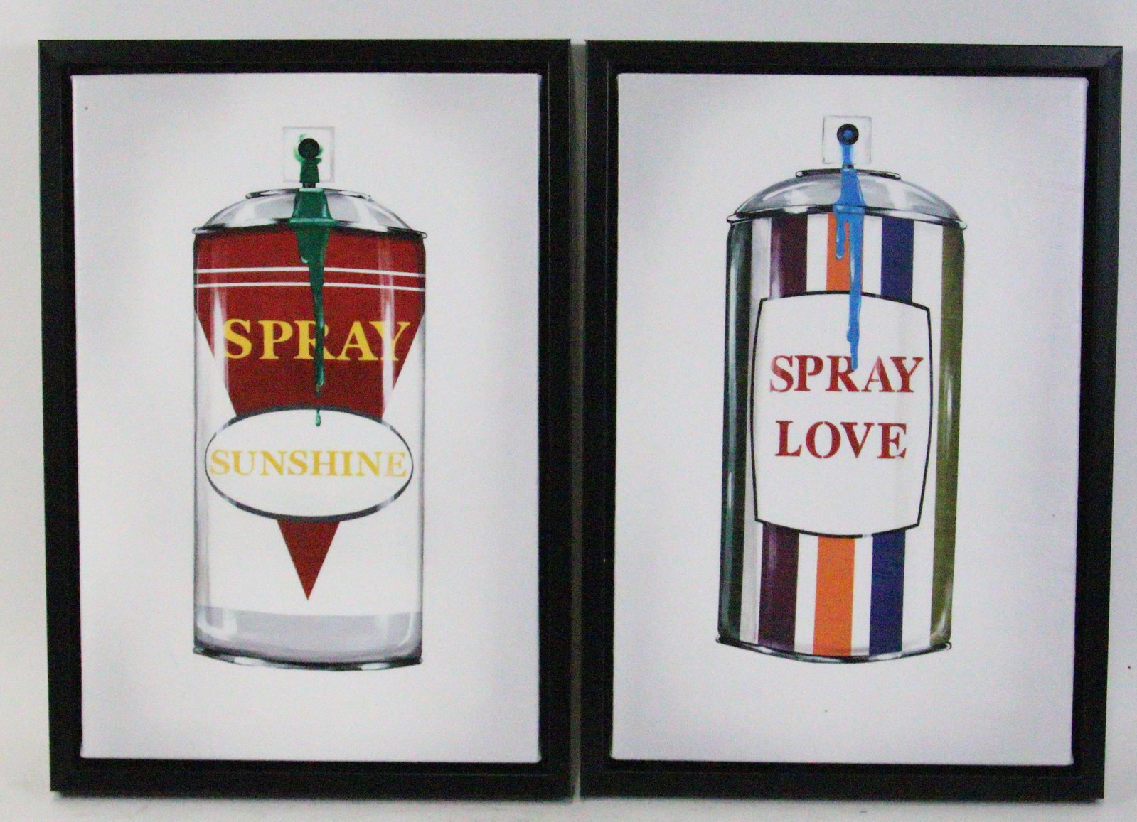 PAIR OF SPRAY CAN POP ART GICLEES: PAIR OF SPRAY CAN POP ART GICLEES. Height: 12 in. by Width: 18