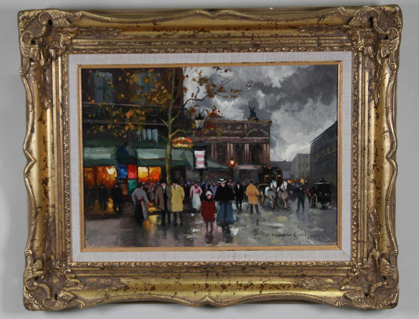 ATTRIBUTED TO EDOUARD CORTES PARISIAN STREET SCENE: ATTRIBUTED TO EDOUARD CORTES SIGNED PARISIAN STREET SCENE. Height: 25 in. by Width: 21