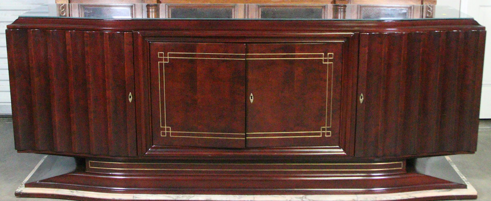 CIRCA 1940's ART MODERNE FRENCH SIDEBOARD: CIRCA 1940's ART MODERNE FRENCH SIDEBOARD. Height: 39 in. by Width: 94 in. by Depth: 22