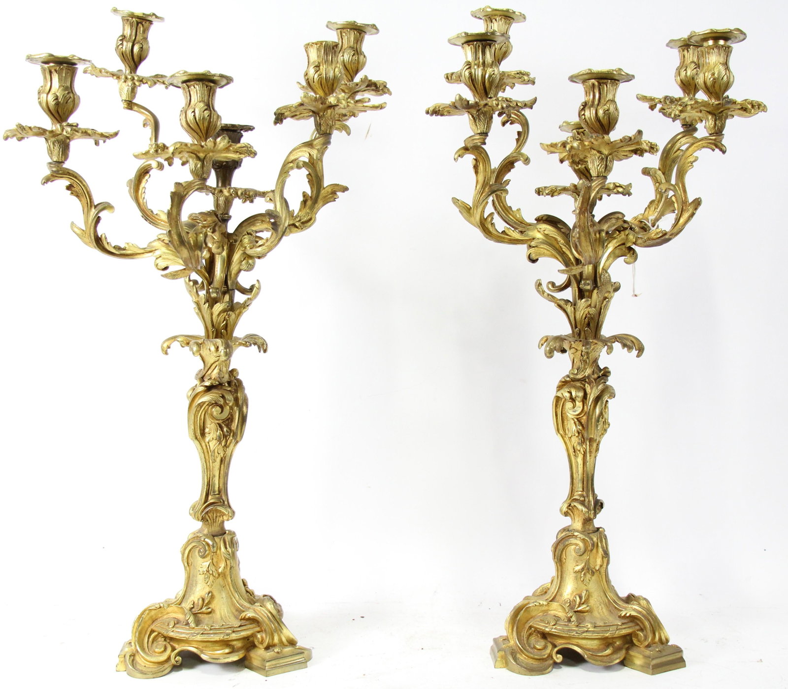 PAIR OF 19th CENTURY FRENCH CANDELABRA: PAIR OF 19th CENTURY FRENCH CANDELABRA Height: 27 in. by Width: 14 in. by Depth: 8