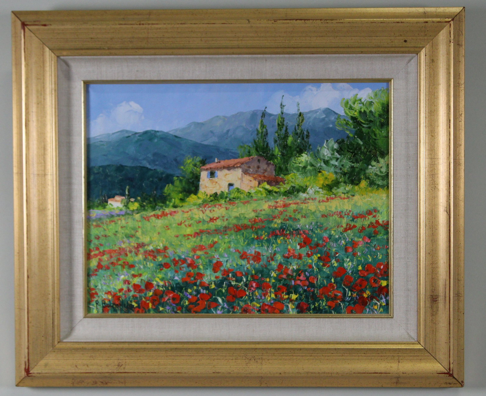 ROGER BOLZONELLO COQUELICOTS OIL ON CANVAS: ROGER BOLZONELLO COQUELICOTS OIL ON CANVAS. Height: 17 in. by Width: 20 in. by Depth: 1 1/2 IN .