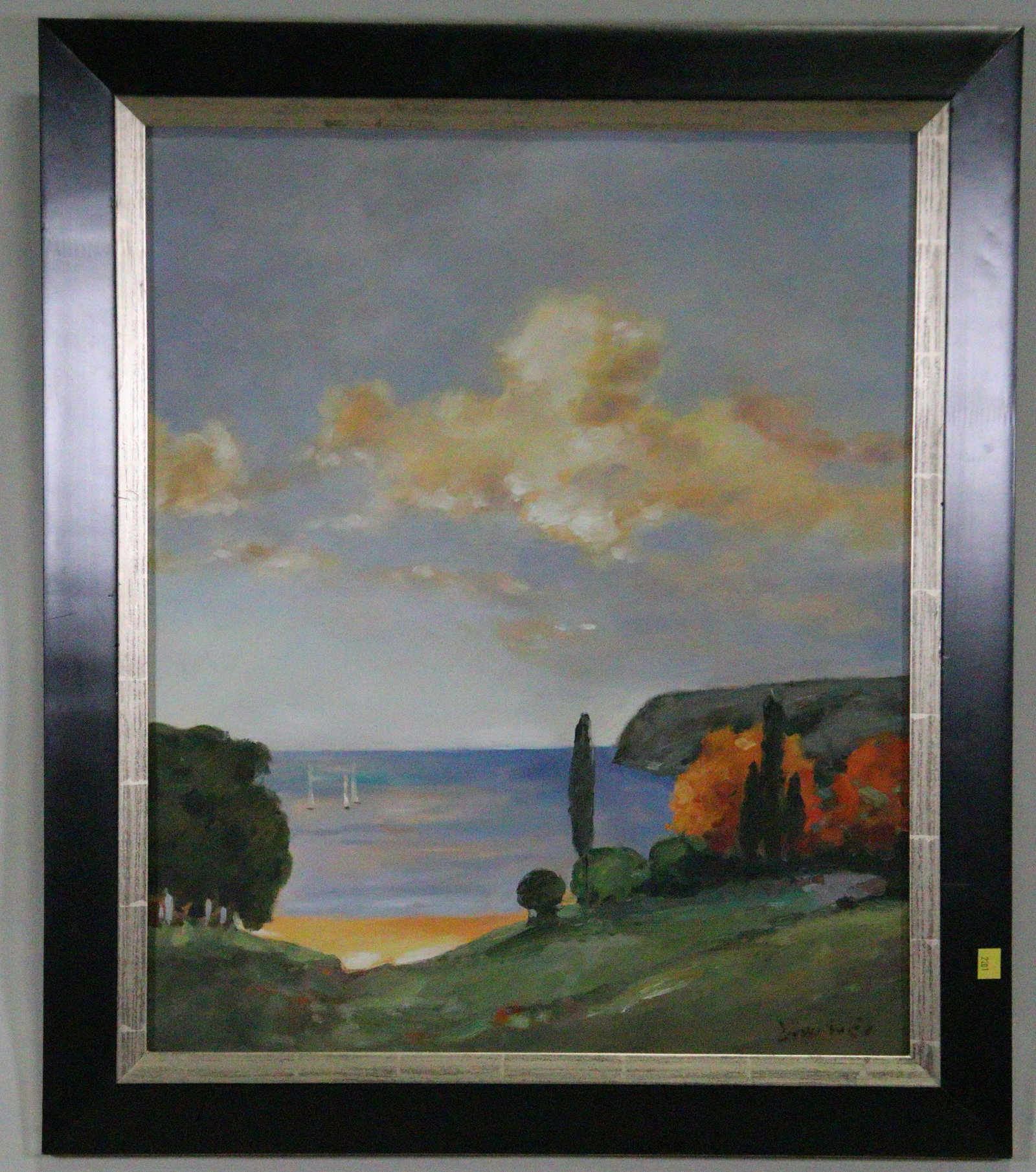 LAKE SUNSET PAINTING: LAKE SUNSET PAINTING Height: 29 in. by Width: 25