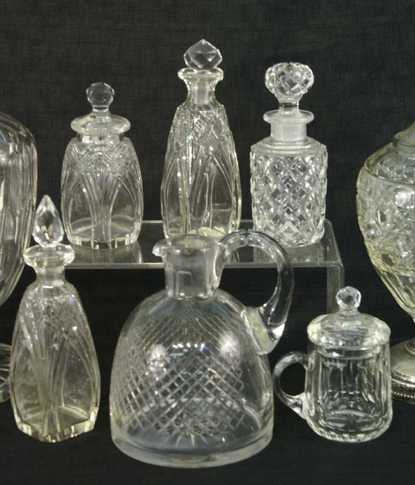 BOX LOT OF NINE PIECE CRYSTAL DECANTERS - 3