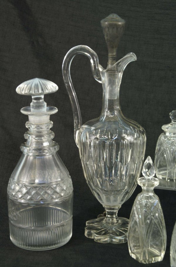 BOX LOT OF NINE PIECE CRYSTAL DECANTERS - 4