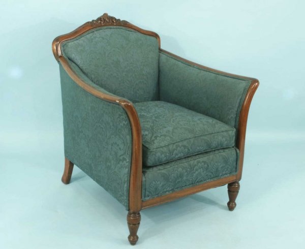 CARVED EMPIRE STYLE ARMCHAIR IN JADE GREEN