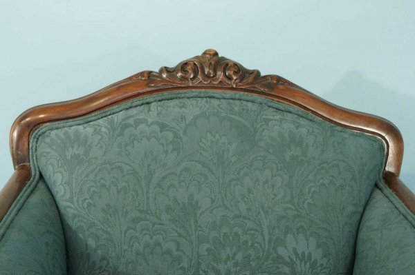 CARVED EMPIRE STYLE ARMCHAIR IN JADE GREEN - 2