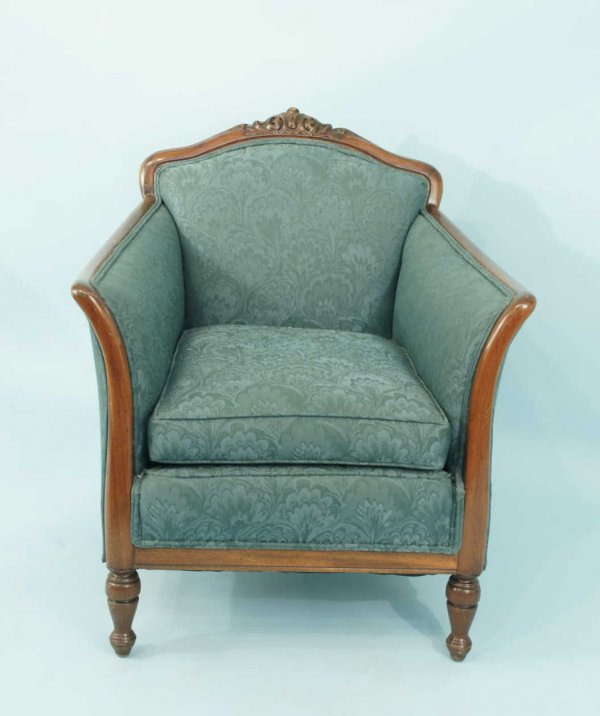 CARVED EMPIRE STYLE ARMCHAIR IN JADE GREEN - 3