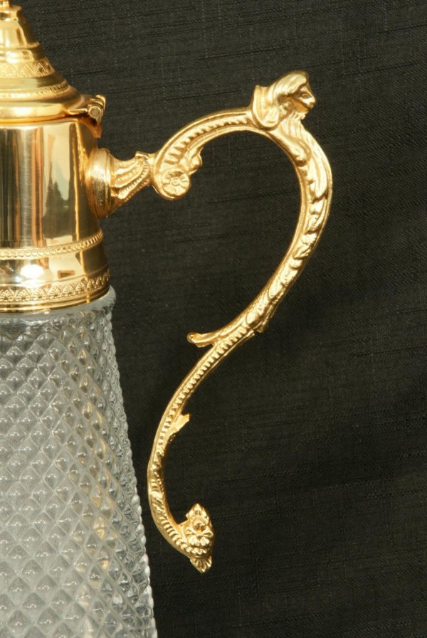 PAIR OF PRESSED GLASS CARAFES WITH LIDS - 2