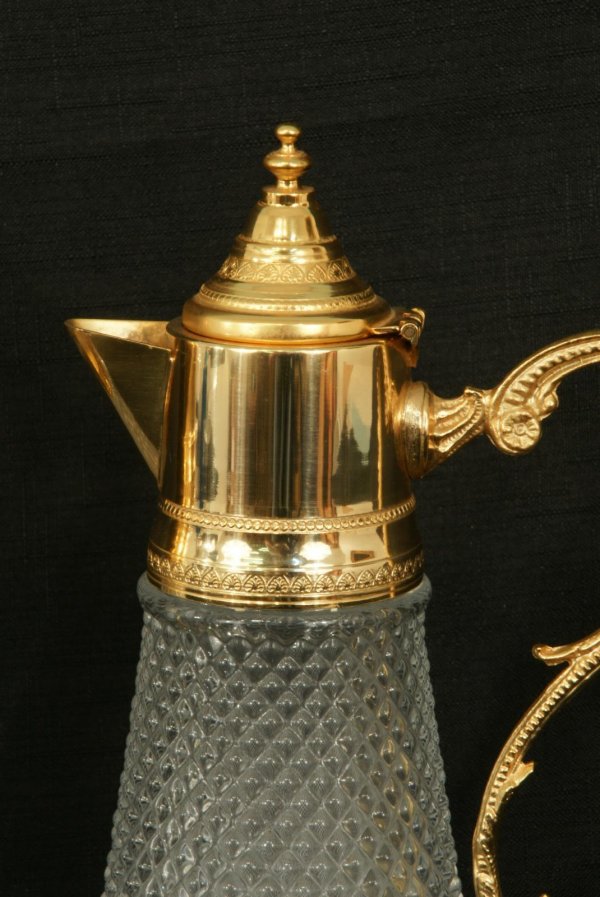 PAIR OF PRESSED GLASS CARAFES WITH LIDS - 3