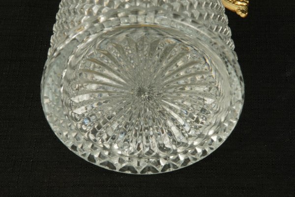 PAIR OF PRESSED GLASS CARAFES WITH LIDS - 5
