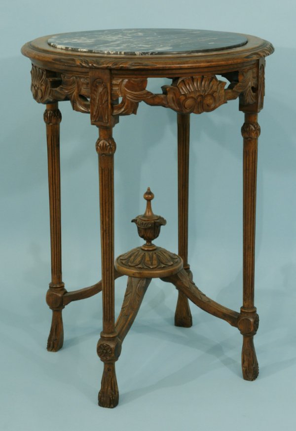 ANTIQUE VICTORIAN MARBLE TOP LAMP TABLE
