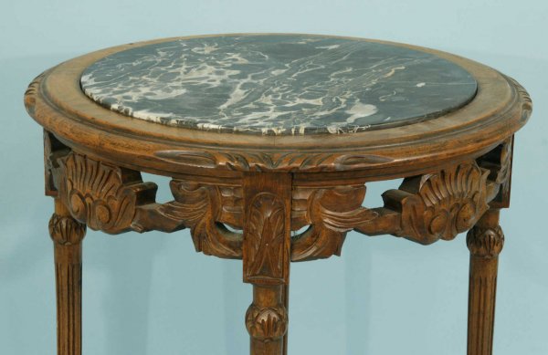 ANTIQUE VICTORIAN MARBLE TOP LAMP TABLE - 2