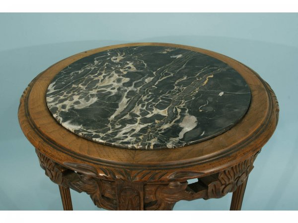 ANTIQUE VICTORIAN MARBLE TOP LAMP TABLE - 5