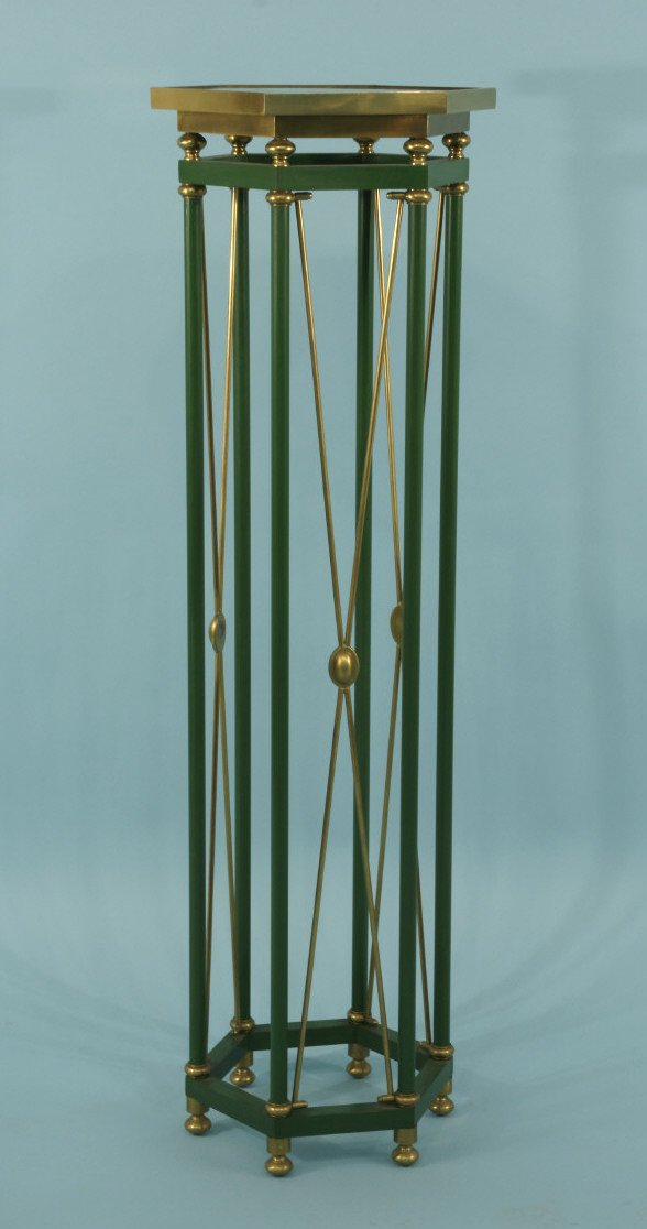 SEXTAGONAL COLUMN PEDESTAL IN BRASS AND METAL