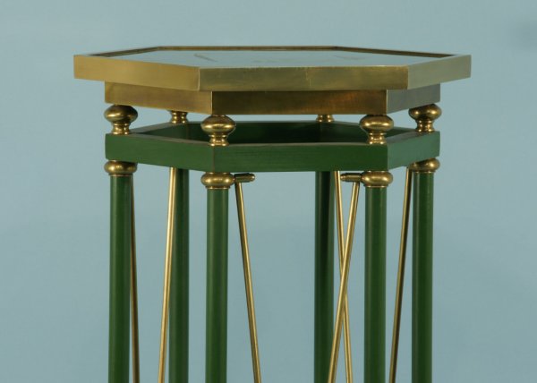 SEXTAGONAL COLUMN PEDESTAL IN BRASS AND METAL - 2