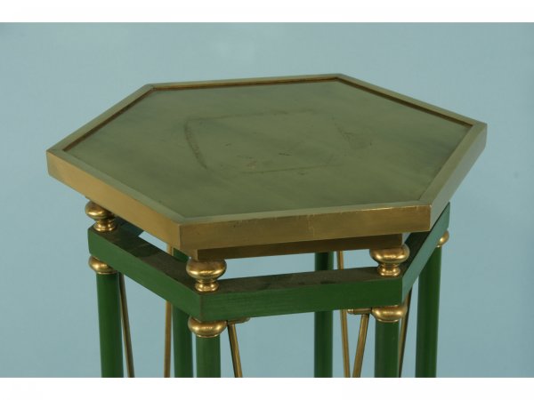 SEXTAGONAL COLUMN PEDESTAL IN BRASS AND METAL - 5