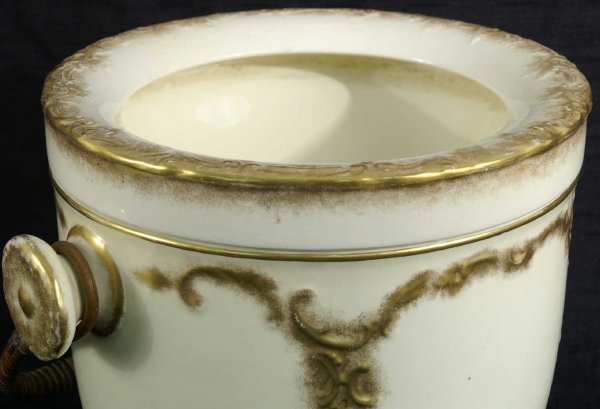 PORCELAIN COMMODE WITH GOLD TRIM AND HANDLE - 3