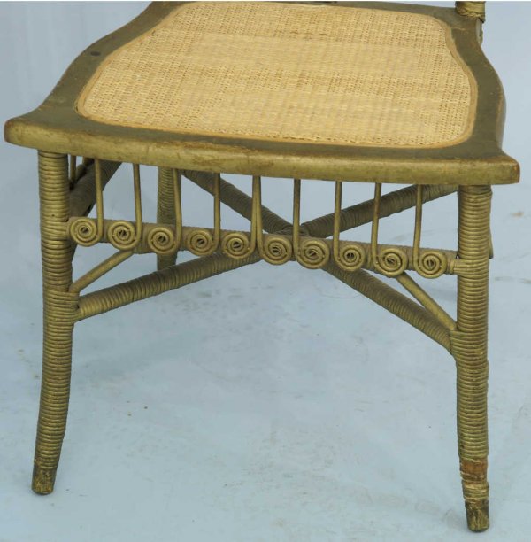 A GREEN WICKER CHAIR - 3
