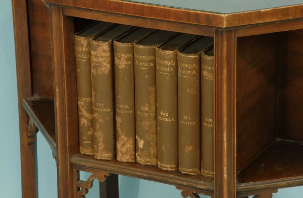 MAHOGANY OCTAGONAL BOOKCASE WITH GLASS TOP - 4