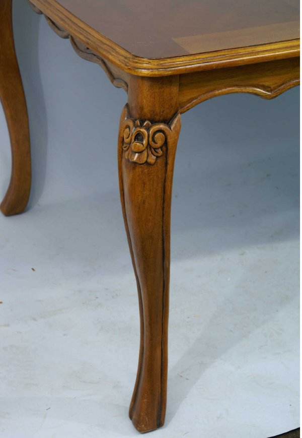 DINING TABLE WITH PARQUETRY TOP AND CURVED LEGS - 2
