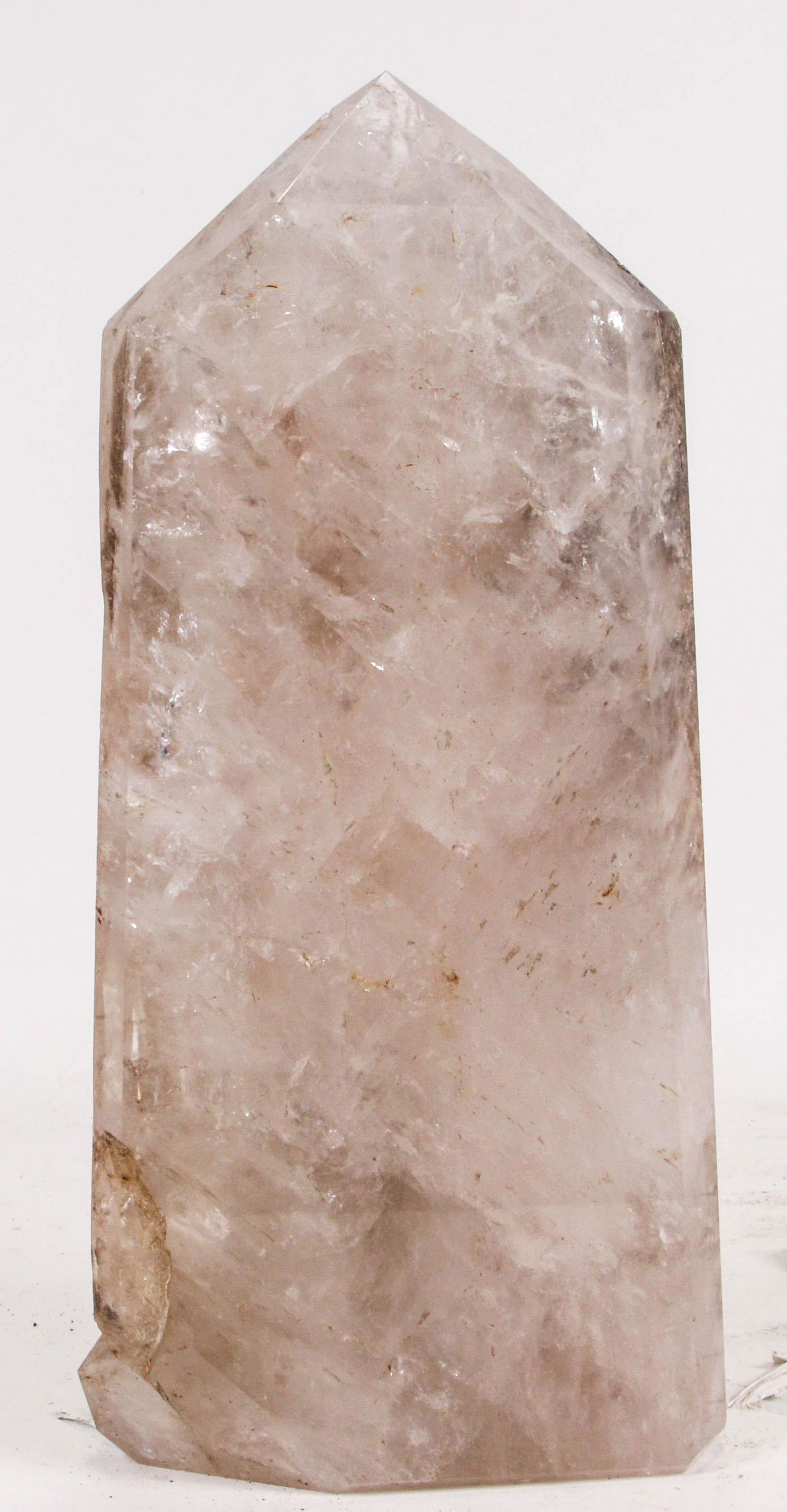 QUARTZ OBELISK: QUARTZ OBELISK. WEIGHT 6.4LBS. Height: 10 1/4 in. by Width: 5 in. by Depth: 2 1/4 in.