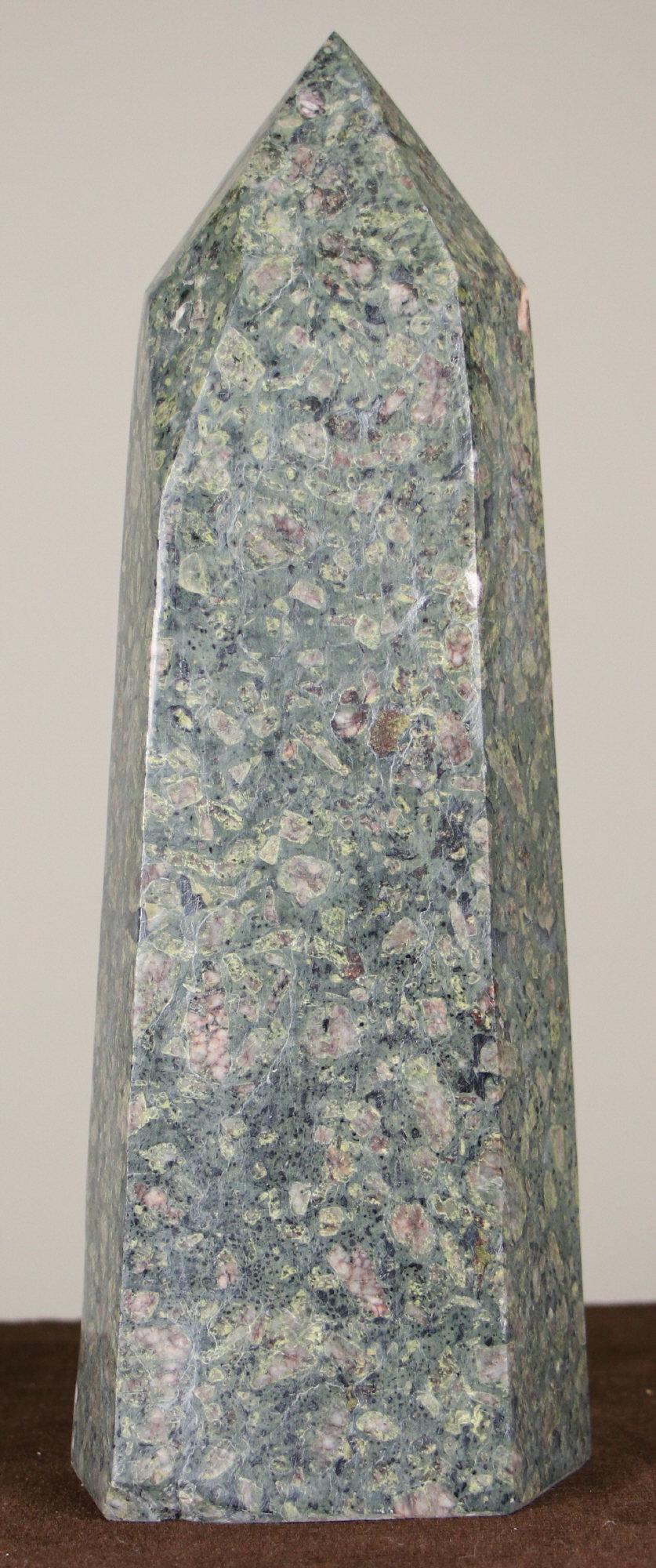 AUSPICIOUS BAMBOO JASPER OBELISK: AUSPICIOUS BAMBOO JASPER OBELISK.- 6.8LBS Height: 10 in. by Width: 3 1/2 in. by Depth: 3 1/2 IN.