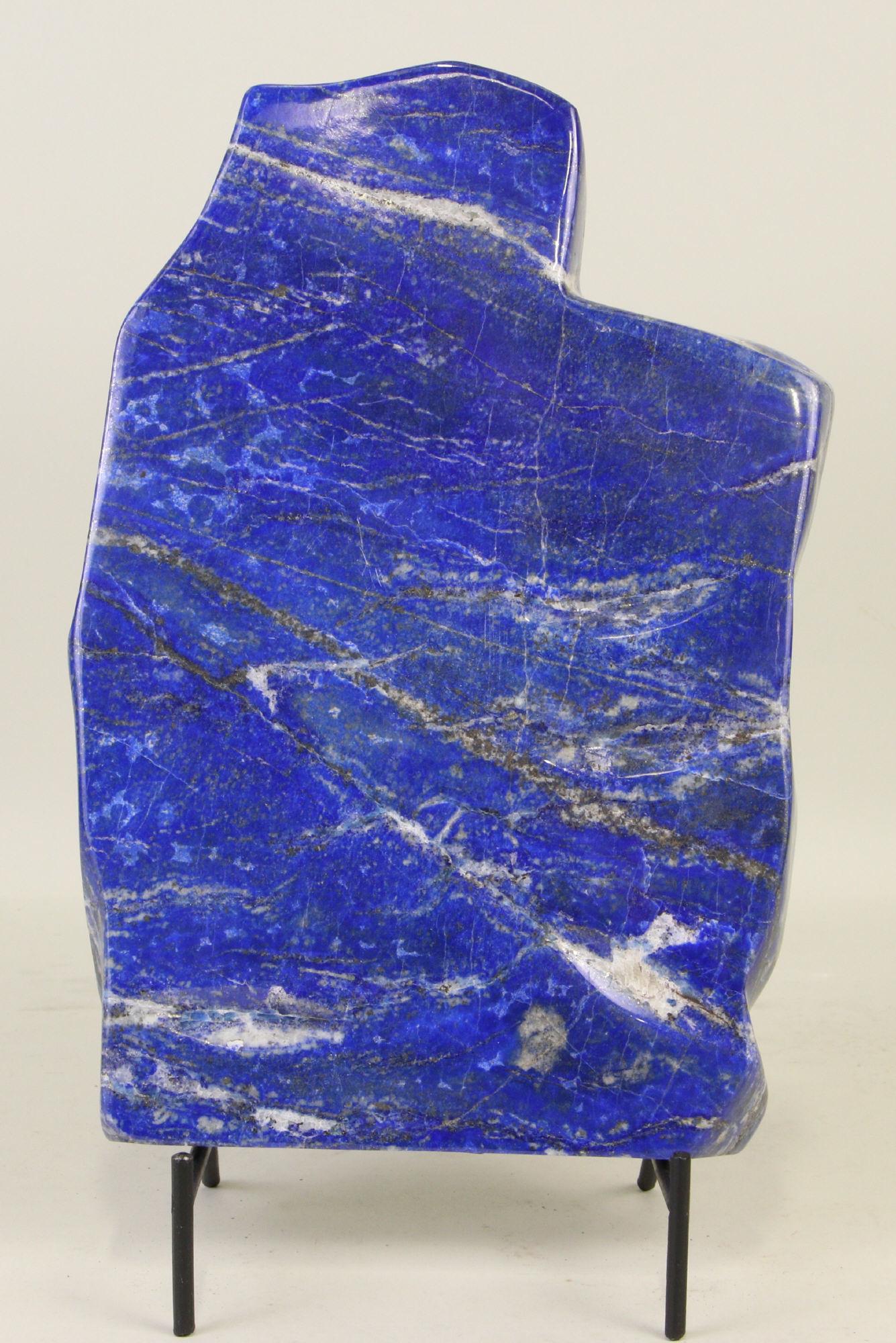 POLISHED LAPIS LAZULI SLAB W/PYRITE: POLISHED LAPIS LAZULI SLAB W/PYRITE (L8) TOTAL WEIGHT: 6.2 LBS. Height: 9 in. by Width: 6 in. by Depth: 1 IN.