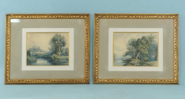 PAIR OF PRINTS OF RIVERSCENE AND TREES