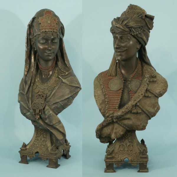 PAIR OF 19th CENTURY SPELTER BUSTS