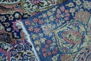 ANTIQUE KIRMAN RUG IN BLUES, VIOLETS & IVORY - 6