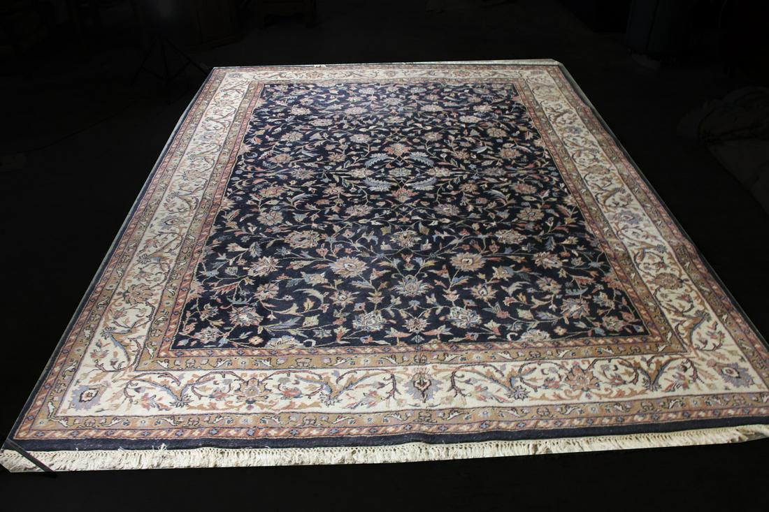 PERSIAN RUG: PERSIAN CARPET WITH ALL OVER DESIGN IN NAVY Height: 12'3' in. by Width: 9'2"