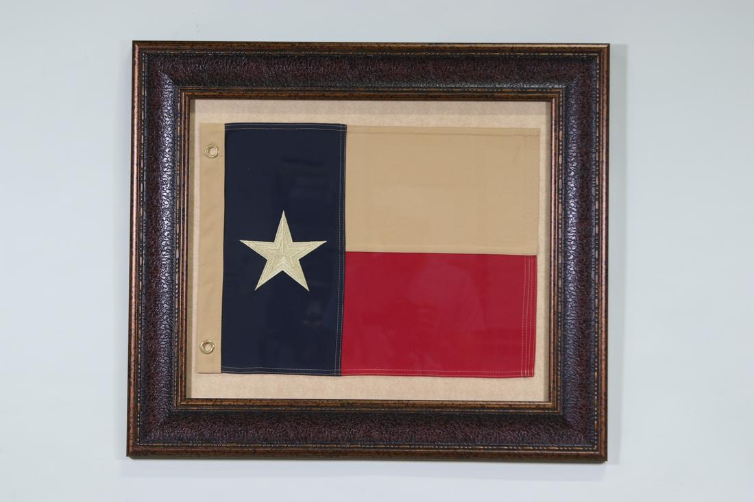 FRAMED MINI STATE OF TEXAS FLAG: FRAMED MINI STATE OF TEXAS FLAG Height: 27 in. by Width: 31 in. by Depth: 1