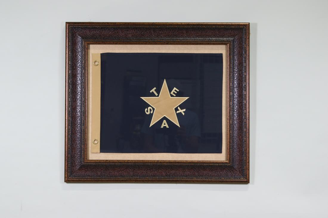 FRAMED MINI REPUBLIC OF TEXAS STAR FLAG: FRAMED MINI REPUBLIC OF TEXAS STAR FLAG Height: 27 in. by Width: 31 in. by Depth: 1