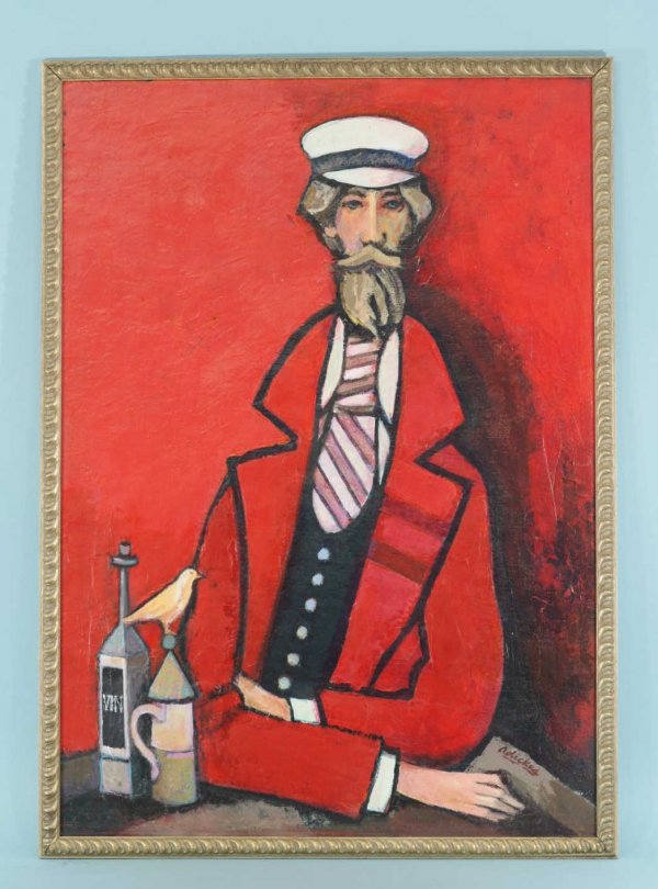 OIL ON PANEL OF A BEARDED MALE BY DAVID ADICKES: FRAMED OIL ON PANEL OF A BEARDED MALE BY DAVID ADICKES. Height: 38 in. by Width: 27 in.