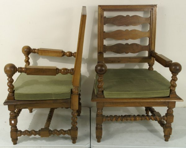 PAIR OF 19th CENTURY FRENCH ARMCHAIRS, BARLEY TWIS