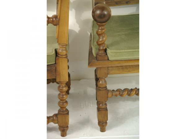 PAIR OF 19th CENTURY FRENCH ARMCHAIRS, BARLEY TWIS - 2