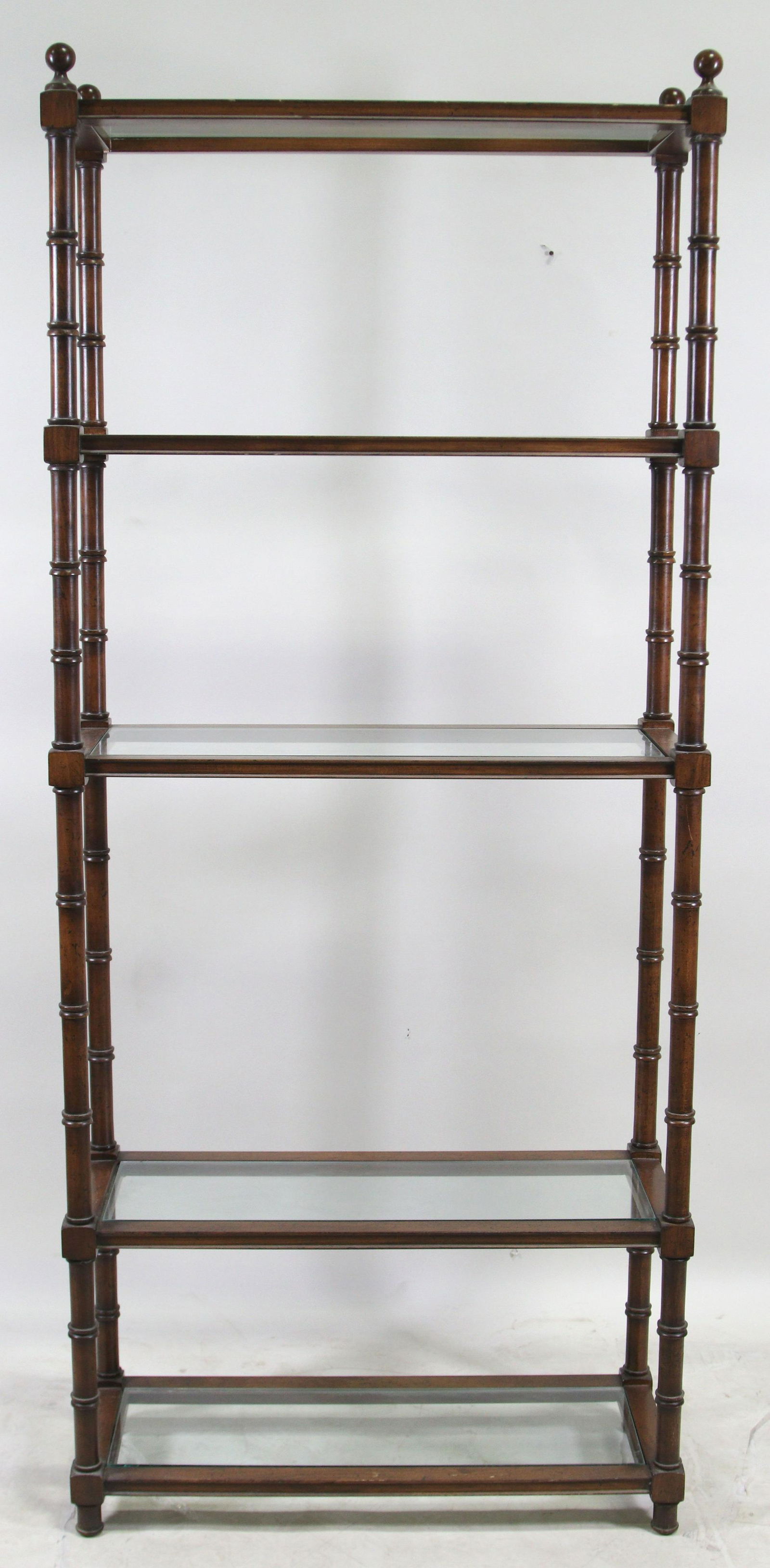 FAUX BAMBOO OPEN ETAGERE WITH FIVE GLASS SHELVES (1 of 6)